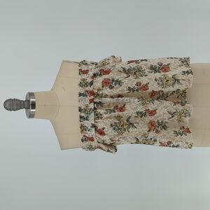 Forever 21 Floral Lace Off Shoulder Top Cream Red S bohemian summer western